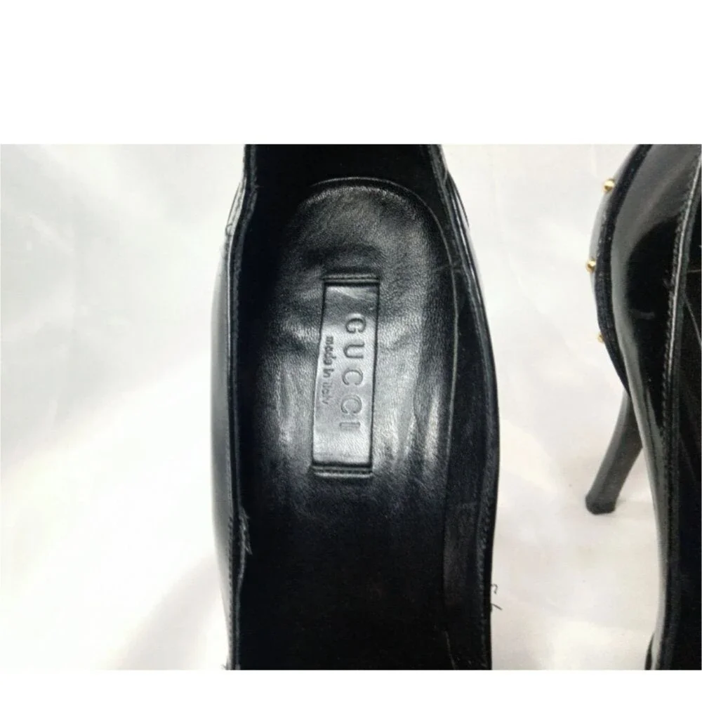Gucci Black Leather Studded D’Orsay Pumps Size 8 B Shoes Heels